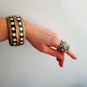 Wood and Bone Bangle Bracelet